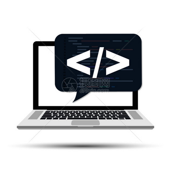 编程网络开发概念笔记本电脑屏幕代码矢量库存图解图片
