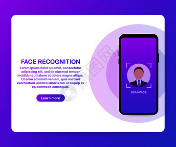 面部识别概念设计可用于网络横幅信息图英雄像矢量存示图片
