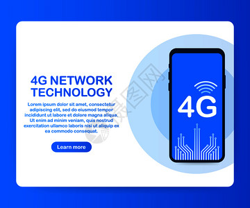 4G通手机4G网络无线系统和互联网通信络病媒存量图解插画