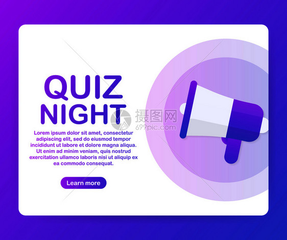 MegphoneHand带有文字Quiz之夜的商业概念矢量存插图图片