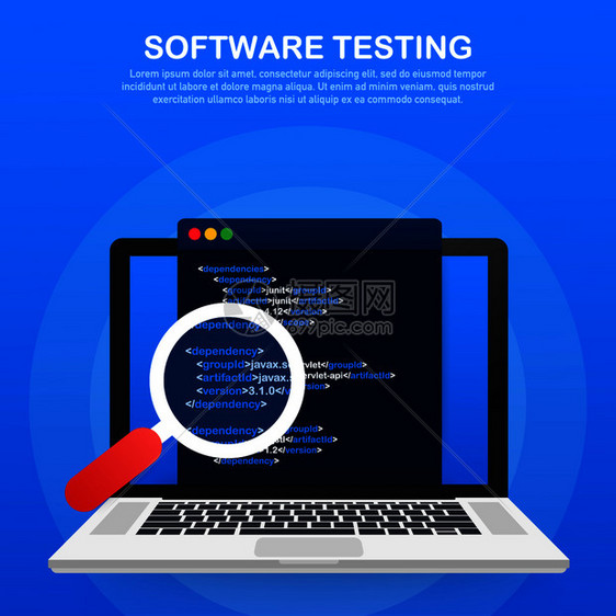 软件测试开发工作流程序编码测试分析概念矢量存说明图片