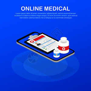 在线医学概念横幅带有人物可用于网络横幅信息图英雄像矢量储示图片
