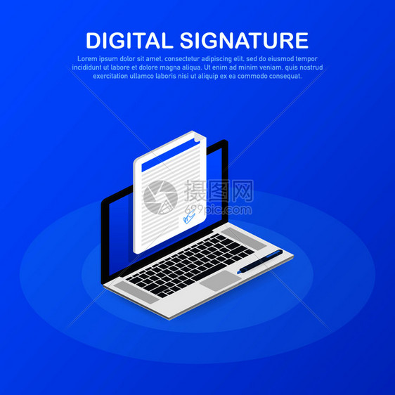 数字签网络等量合同签字信息地理概念矢量存说明图片