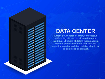 数据中心主框架服务概念横幅器架室概念数据库中心矢量存图示图片
