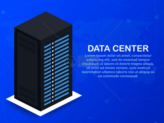 数据中心主框架服务概念横幅器架室概念数据库中心矢量存图示图片