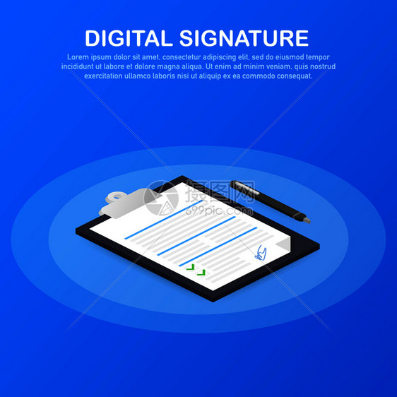 数字签网络等量合同签字信息地理概念矢量存说明图片