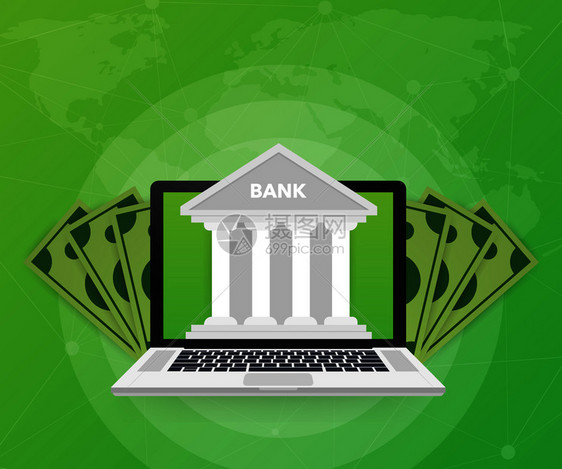 网上银行的络概念互联银行的现代横幅矢量股票插图图片