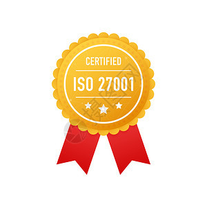 ISO2701白色背景上的经认证黄金标签矢量存说明图片
