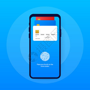 移动支付概念说明智能手机信用卡矢量说明图片