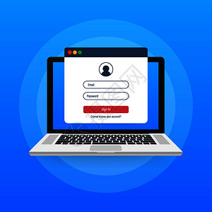 膝上型计算机屏幕登录网页笔记本和在线登录图解图片