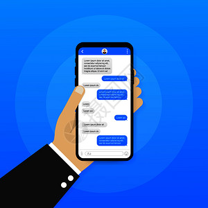 对话框窗口的聊天界面应用程序干净的移动UI设计概念Sms送信人矢量插图图片