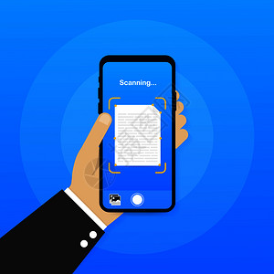 文本扫描件机智能手界面矢量模板移动应用程序页面蓝色梯度设计布局矢量图解文本扫描矢量图示图片