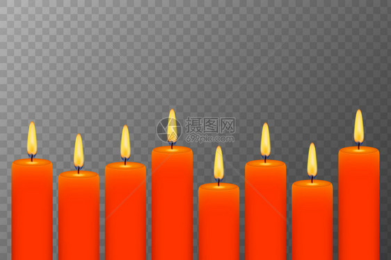现实点燃蜡烛透明网矢量图图片