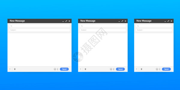 电子邮件模板空白的电子邮件浏览器窗口邮件信息网页矢量框架图解库存图片