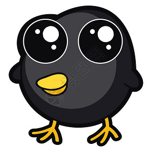 小黑圆桌可爱的小黑鸡插图白色背景的矢量插画