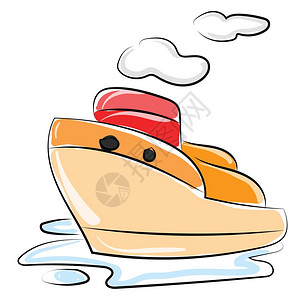 海军卡通海上船只插图白背景矢量插画