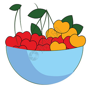 减肥水果樱桃碗插图白色背景的矢量插画