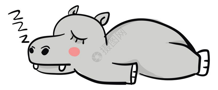 石雕狮子睡着的河马插图白色背景的矢量插画