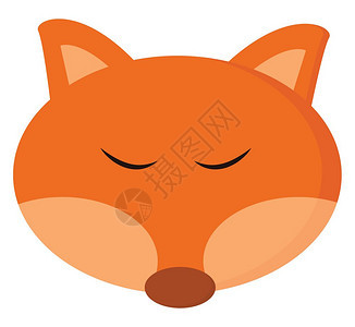 狐狸的卡通脸孔似乎是睡眠矢量颜色画或插图图片