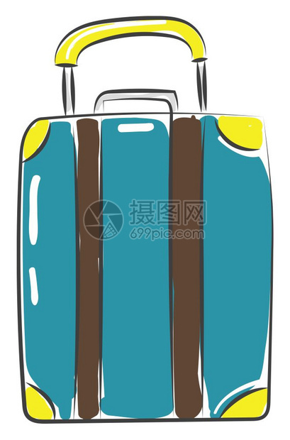 携带矢量颜色图画或插的蓝色行李箱旅者袋用手柄在内携带矢量颜色图画或插图片