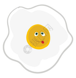 一份面带微笑的煎蛋卷准备用于早餐矢量彩色绘画或插图图片