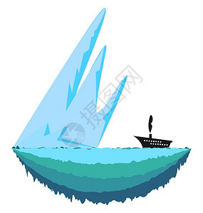 冰山和驶向它的一艘船 图片