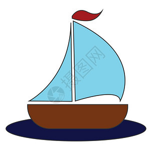 卡通帆船机矢量插图背景图片