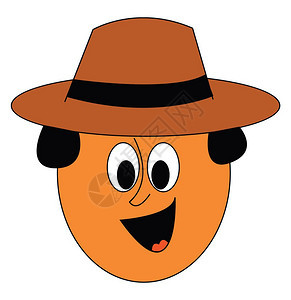 男人的格面脸快乐棕帽子矢量彩色绘画或插图图片