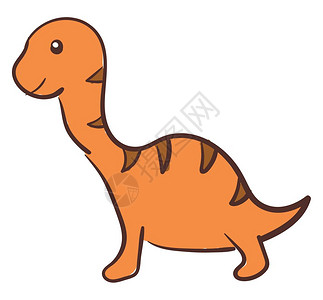 橙色的小可爱恐龙是非常年轻的矢量颜色图画或插图片