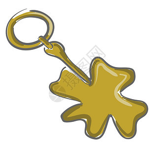 一个金色的四叶环矢量彩色图画或插上的金色四叶串式钥匙链图片