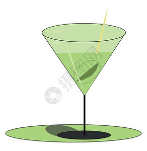 绿色马提尼饮料装满优雅的派对玻璃器配有稻草可以让某个矢量的彩色绘画或插图品尝图片