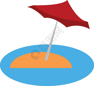 卡通矢量沙滩上的太阳伞图片