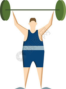 身穿蓝球衣的运动员正在举起重量矢彩色绘画或插图图片