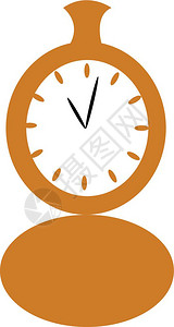 钟表一个古老的黄色口袋表显示时间矢量颜色绘图或插插画