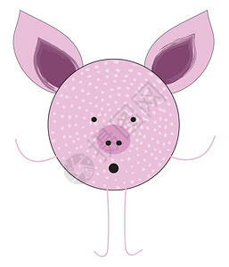 卡通粉色可爱小猪矢量插图图片
