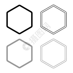 六边形元件图标大纲设置黑色灰矢量说明平板样式简单图像图片