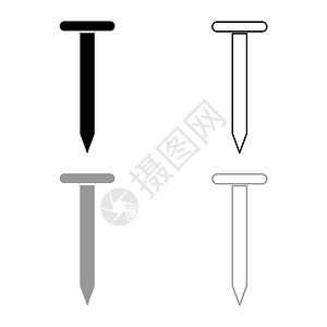 铁钉图标大纲设置黑色灰矢量说明平板风格简单图像图片