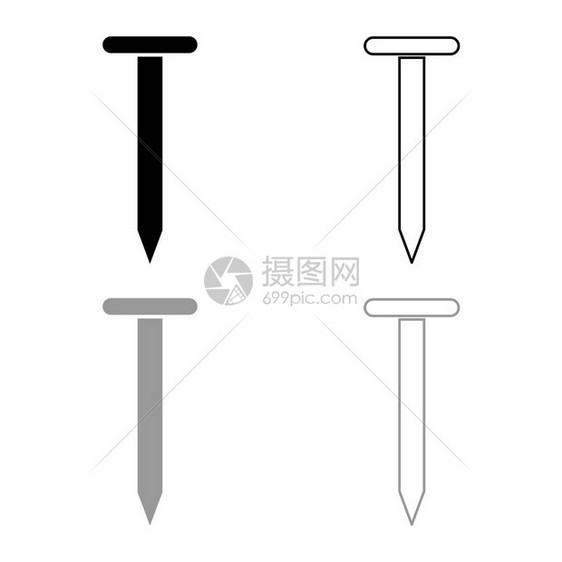 铁钉图标大纲设置黑色灰矢量说明平板风格简单图像图片