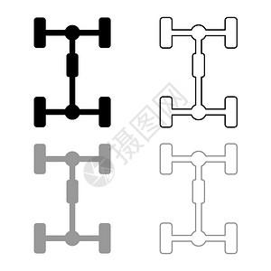 车辆框架图标大纲设定黑色灰矢量说明平板风格简单图像图片