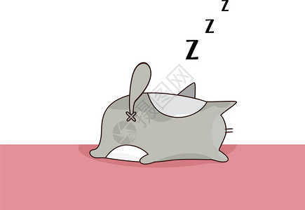 睡在粉色垫的面图画或插上时灰色猫咪打呼噜时的EmojiEmoji图片