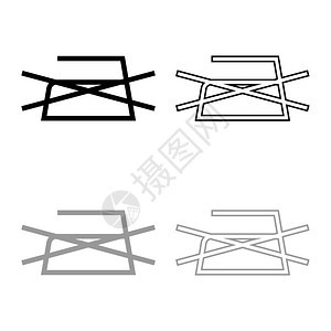不允许受禁止的加压衣物护理符号洗涤概念衣标志符号图大纲设定黑色灰矢量显示平板风格简单图像图片