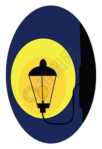 保护黄色电灯泡的透明案例街道灯光挂在手柄矢量彩色图画或插的帮助下图片