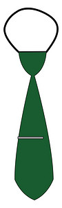 颈绿色领带的剪贴板设计时配有银针条夹片和黑色带矢量彩图画或插图片