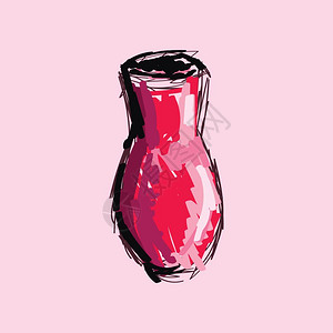 红图和粉背景矢量颜色图或插上粉红色和案技术所绘画的花瓶艺术剪贴板图片
