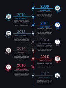 垂直时间线信息模板工作流程或图矢量eps10插图图片