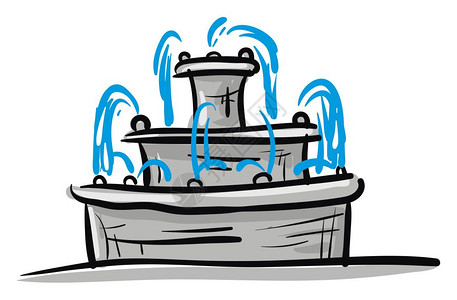 生态湿地公园喷泉手绘设计插图白色背景的矢量插画