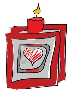 红蜡烛棍有心脏矢量彩色图画或插图片