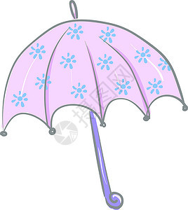 卡通紫色雨伞矢量插图背景图片