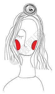 红脸颊矢量彩色绘画或插图的女孩图片