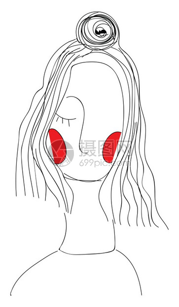 红脸颊矢量彩色绘画或插图的女孩图片